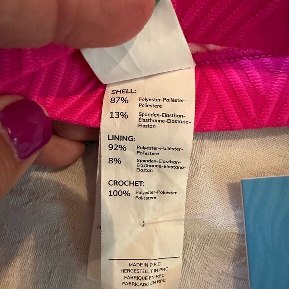 Cupshe Bikini Swim Top Strappy Hot Pink Size L - Picture 7 of 9